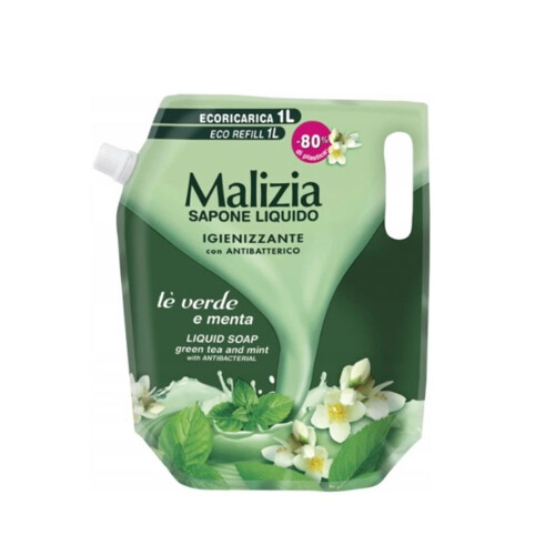 Malizia Tekuté mydlo GREEN TEA & MINT náhradná náplň 1000 ml