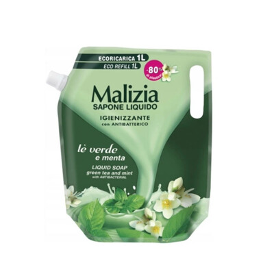 Malizia Tekuté mydlo GREEN TEA &amp; MINT náhradná náplň 1000 ml